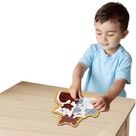 Wooden Jigsaw Puzzles for Kids "Cat Family" The Puzzle cat family of 8 people, Kids Gift Wood Jigsaw Puzzle, Cats Puzzle