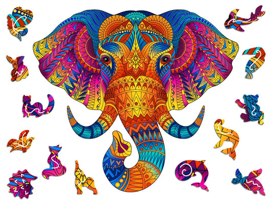 Wooden Puzzle Jigsaw Premium Elephant by Adawoo