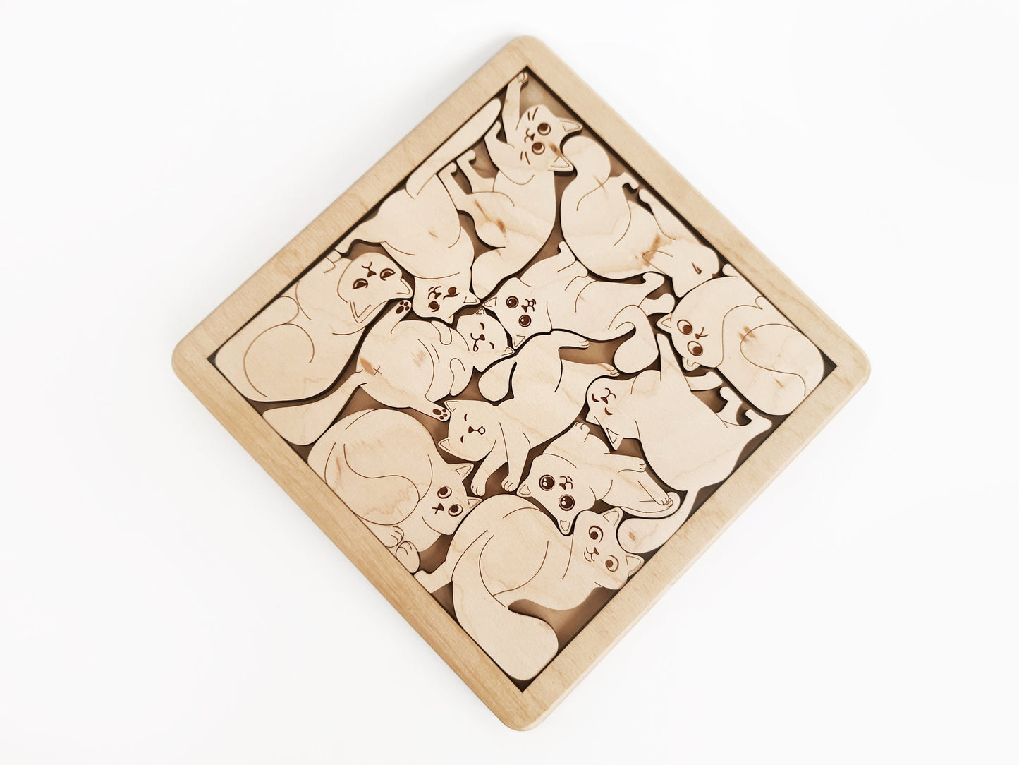 Wooden Cats Set Kids Puzzle | Free Personalization | Jigsaw Puzzle | Eco Birthday Kids Gift | Educational toys for Kid | Montessori toys