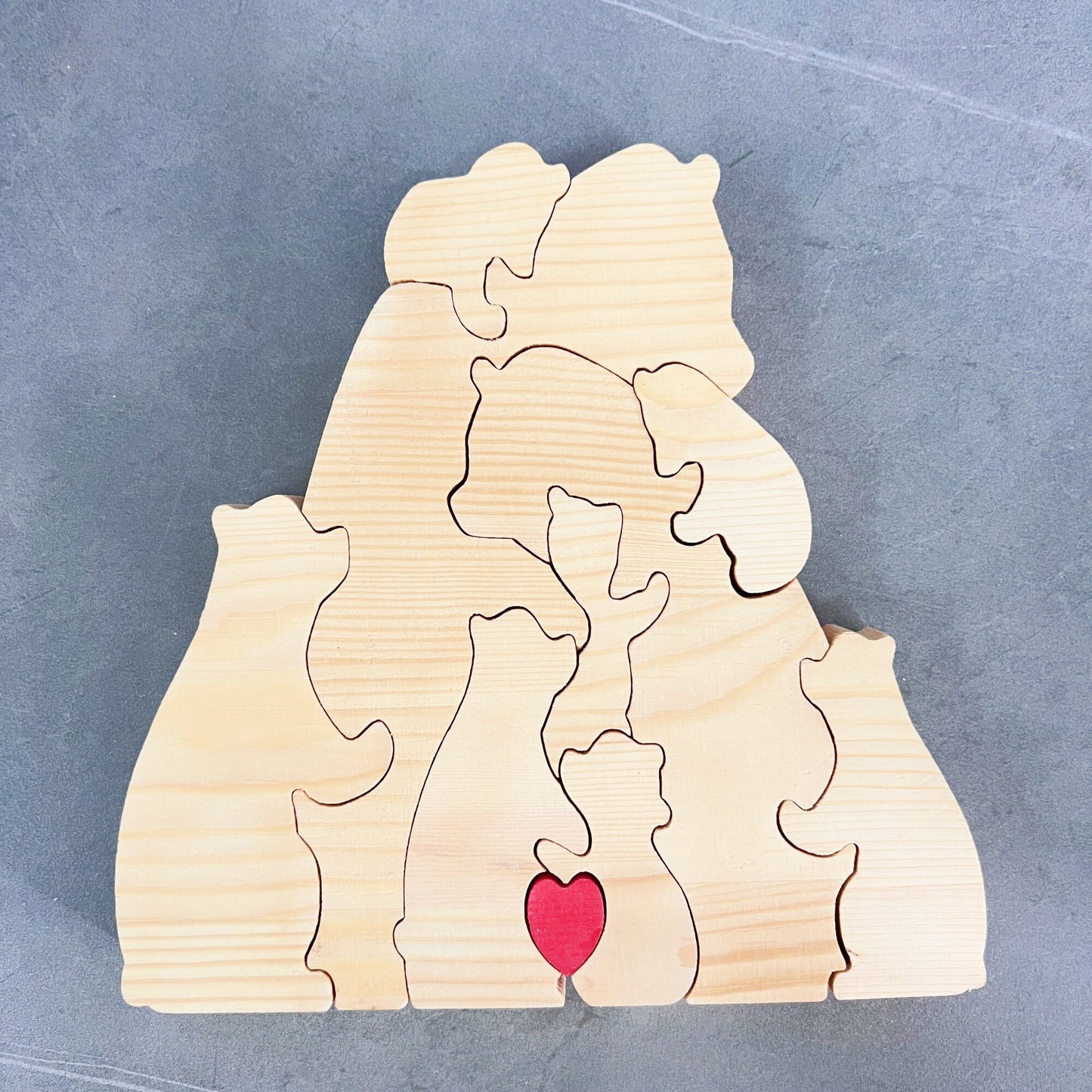 9 Bear Family Puzzle,Wooden Bear Family Puzzle,Wooden Animal Puzzle,Family Keepsake,Personalize gift,Christmas,Family tree.Customized Name